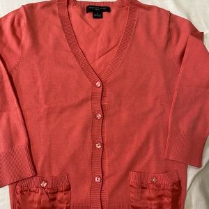 Brand New Orange Silk Pocked Cardigan .